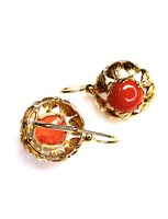 Orecchini Stocco Gioielli Donna in Oro giallo Corallo SOV - SOV